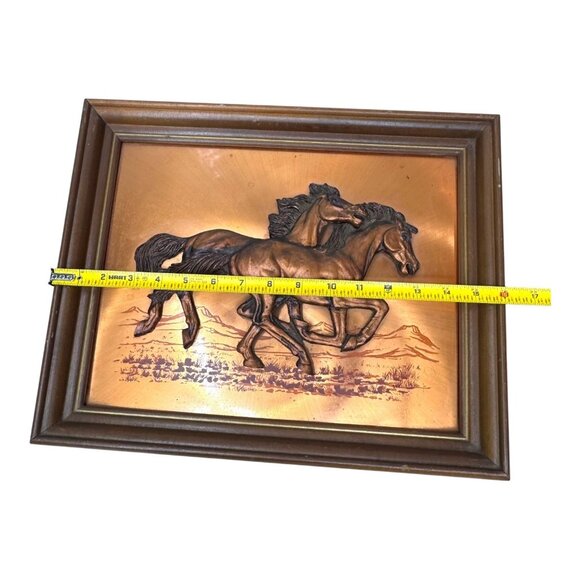 Vintage Copper Horse Art Wall 3D Metallic Embossed Equestrian Frame Artwork Gift - Picture 3 of 6